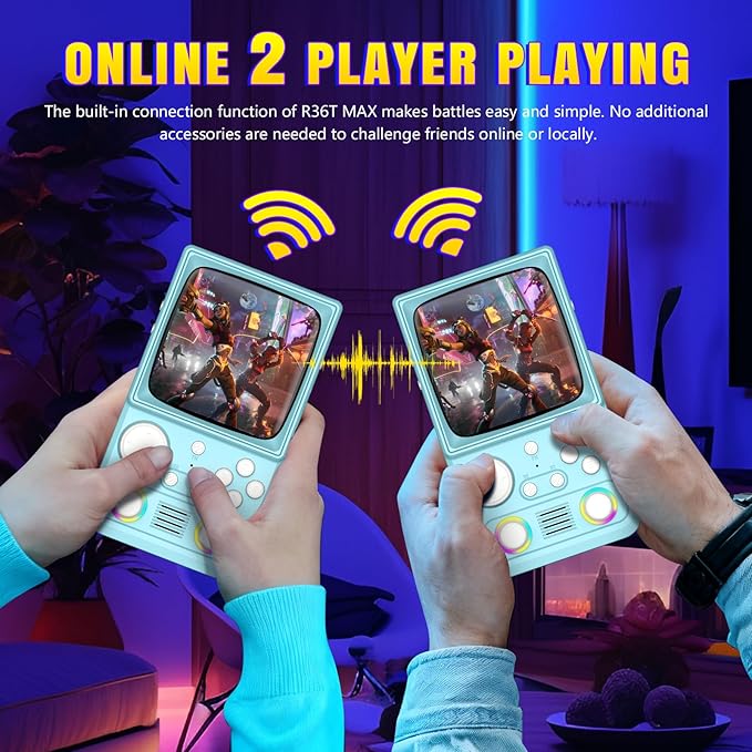 R36TMAX Upgraded Retro Handheld Game Console with 4000mAh Battery, 4.0'' IPS Screen, Retro Gaming Console with Portable Case, Supports WiFi Networked Fighting and OTG (Classic Blue)