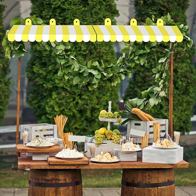 2 Piece Circus Awning Decoration 3D Carnival Tent Awning Wall Decorations for Circus Theme Party, Carnival Stand, Party Favors Supplies (Yellow and White)