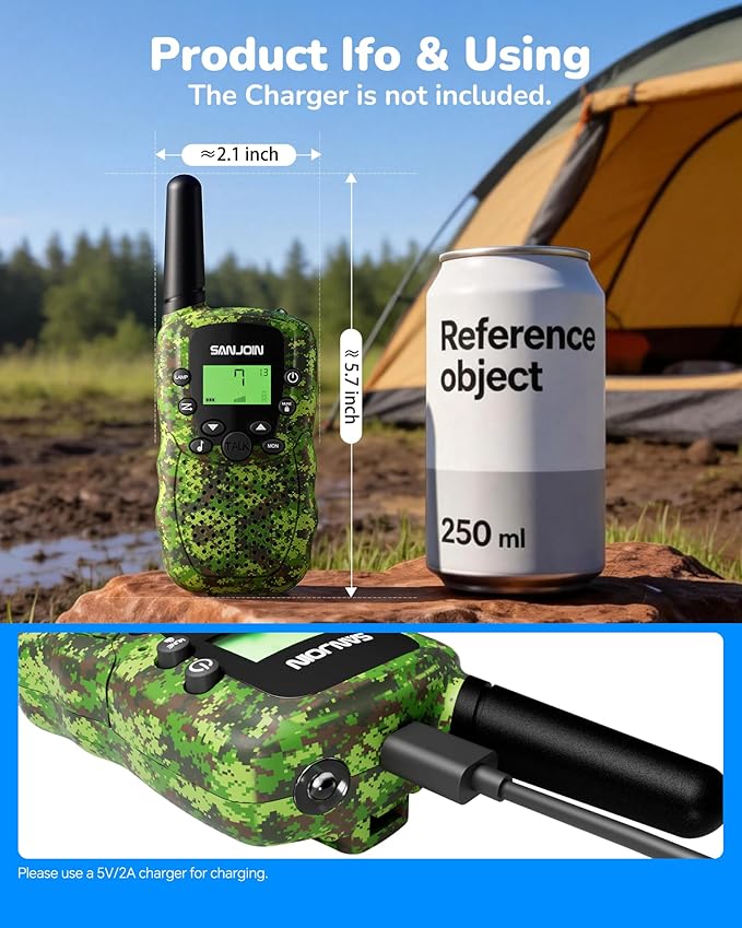 Rechargeable Walkie Talkies for Kids,Easter Gifts 2 Pack Walkie Talkie for 3-12 Year Old Boys Girls to Outside,Hiking,Camping Games Toy for 4 5 6 7 8 9 10 Years,2000 mAH Battery,3 Miles Range