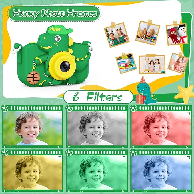 Kids Camera, Toddler Camera for Age 3-8, 48MP Dual Lens Selfie Camera for Kids, 1080P HD Video Recording Digital Camera, Christmas Birthday Gifts for Boys Girls