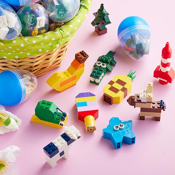 JOYIN 12 Pcs Pre-Filled Easter Eggs with Cute Characters Building Blocks for Kids' Gift, Hunt, Basket Stuffers/Fillers, Party Favor, Classroom Prize Supplies