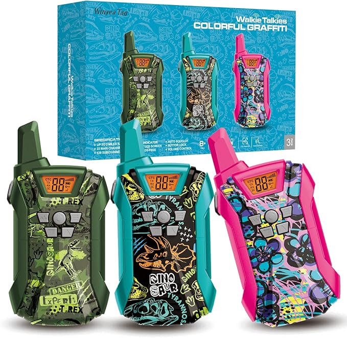Walkie Talkies for Kids, 22 Channels Long Range Walkie Talkies for Boys Girls 4-12, 2 Way Radio Toy, Outdoor Camping Gear Toys Gifts for Kids Ages 4-12 BlueGreenPink
