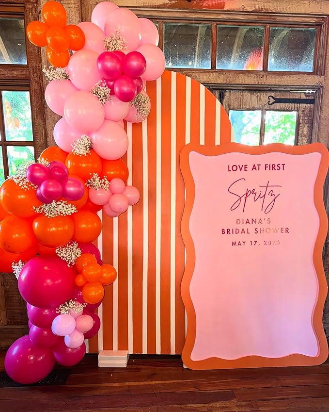 Pink Orange Rose Balloon Arch Garland Kit for Tropical Summer Bridal shower Birthday Aperol Spritz Love at First Spritz Bachelorette Party Decoration (Pink Orange Rose)