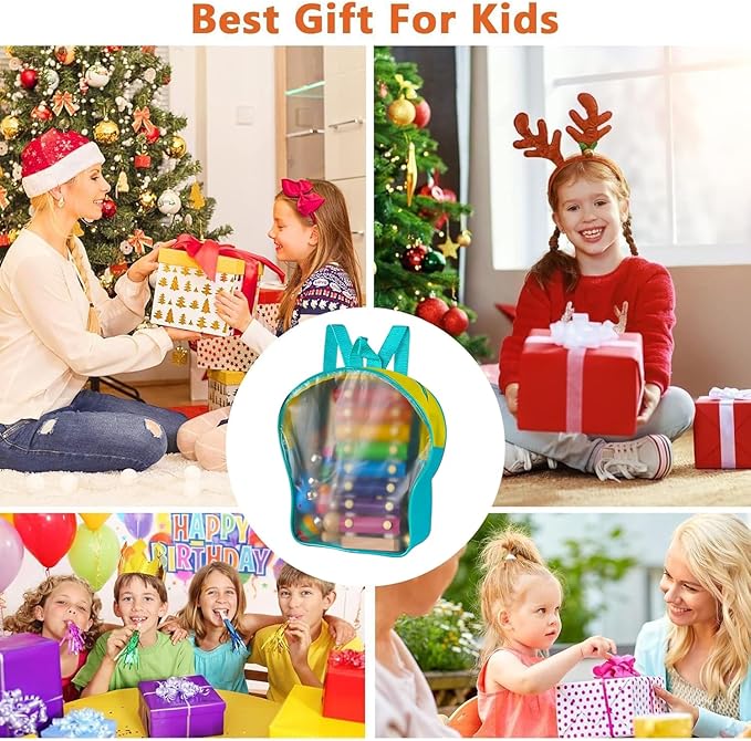 Kids Musical Instruments, INLAIER Toddler Wooden Percussion Instruments Tambourine Xylophone Toys for Kids Children, Preschool Education Early Learning Musical Toy for Boys and Girls with Storage Bag