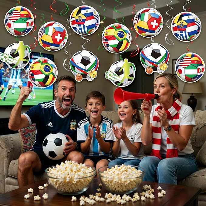 Soccer Hanging Swirls, 30Pcs Soccer Ball Ceiling Streamers Football Theme Party Swirls for Sport Event Game Hanging Decorations