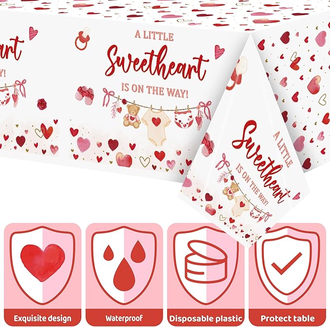 A Little Sweetheart Is On The Way Baby Shower Party Decoration Set - Serves 24 - 112Pcs Bear Tableware Disposable Plate Napkin Tablecloth Banner Card for Birthday Party Supplies