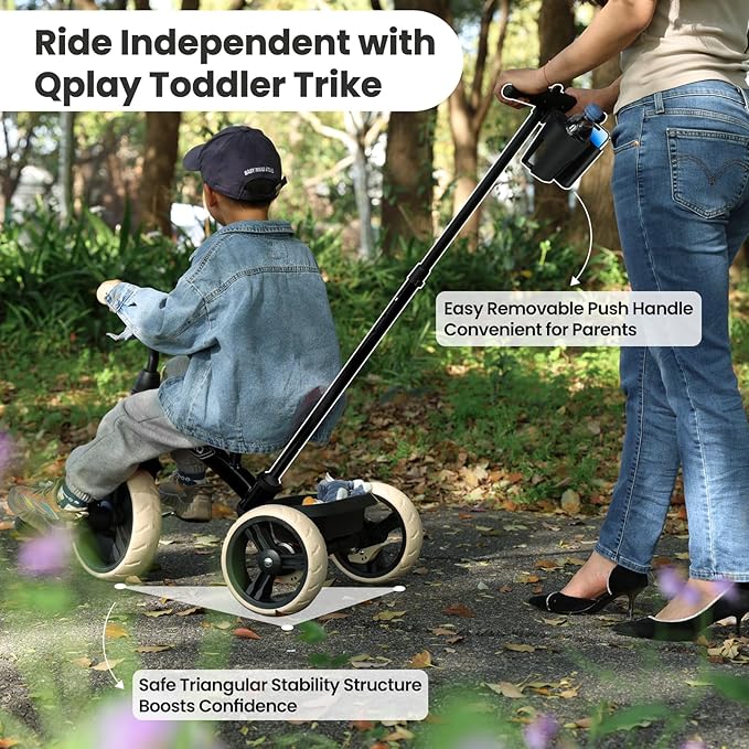 Toddler Tricycles for 2 to 6 Year olds-2 in 1 Kid's Trikes Bike with Push Handles Adjustable & Removable, Push Bike with Toy Storage Basket for Boys & Girls Tricycle Gift (Black)