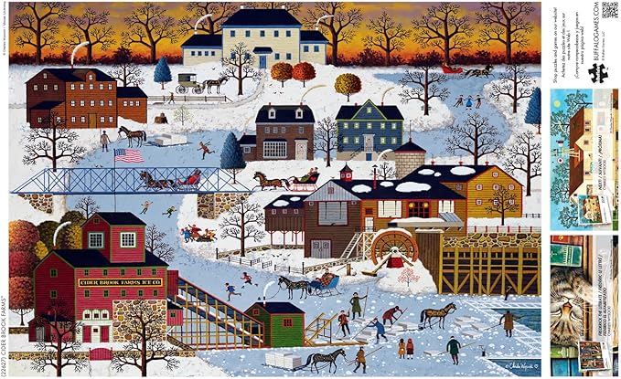Buffalo Games - Charles Wysocki - Cider Brook Farms - 300 Piece Winter Jigsaw Puzzle - Larger Shapes - Great for Adults, Seniors, Kids, Festive Artwork for Families