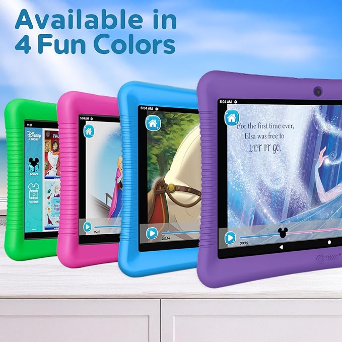 Contixo 10" Android Kids Tablet Bundle - 32GB, Epic! & Lingokids Educational Apps, Parental Controls, Kid-Proof Case w/Kickstand & Stylus, Headphones & Sleeve Bag - Blue