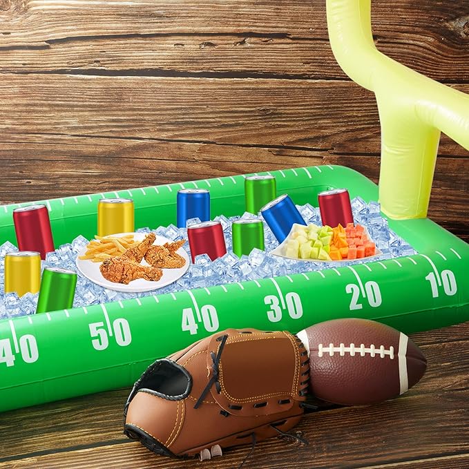 Inflatable Football Field Cooler Football Party Drink Cooler Football Party Decor Inflatable Ice Serving Bar for Game Sports Party Supplies Decorations Drink Beer Food, 53 x 28 in