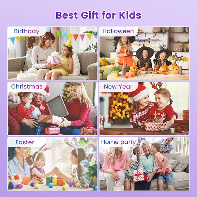 Mini Karaoke Machine for Kids,Portable Bluetooth Speaker with 2 Wireless Microphones,Toddler Music Player Toys,Easter Birthday Gifts for 3,4,5,6,7,8,9,10,11,12+Years Old Girls Boys(Purple)