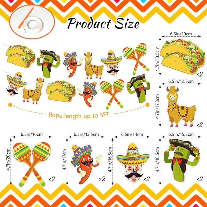 Mexican Party Decorations Fiesta Party Decorations Happy Birthday Banner Decor Supplies for Fiesta Mexican Themed Taco Birthday Day of the Dead Supplies 5 Cinco De Mayo Women Men