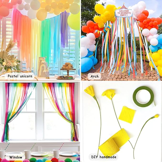 12 Rolls Crepe Paper Streamers, 12 Colors Streamers Party Supplies for Birthday Party Baby Shower Rainbow DIY Christmas Halloween Wedding Ceremony Various Large Festivals Decoration