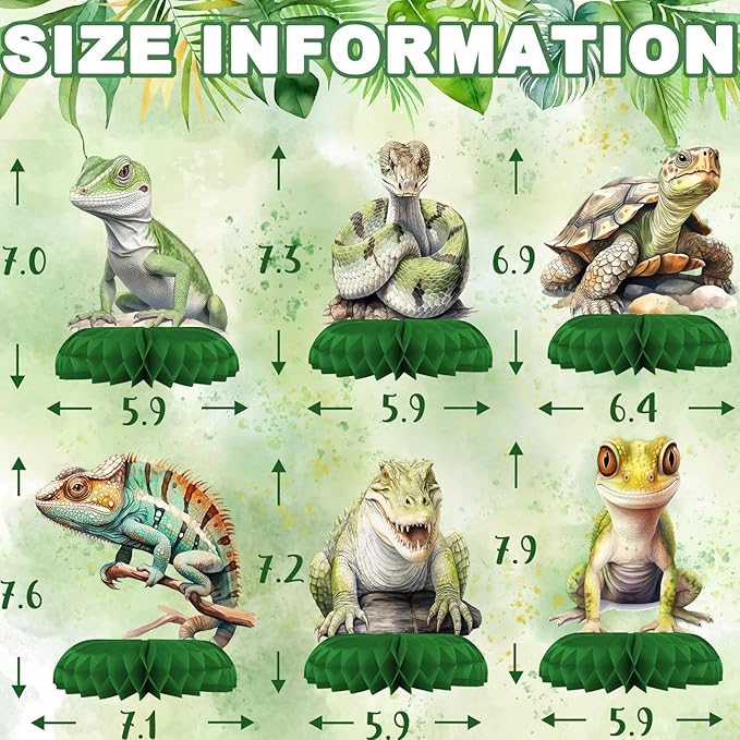 Reptile Party Centerpiece Set - Reptile Honeycomb Reptile Birthday Decorations and Reptile Table Toppers for Kids' Nature-Themed Birthday and Baby Shower Table Décor