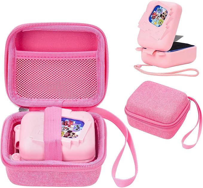 MGZNMTY Carrying Case and Silicone Case for Bitzee Disney Interactive Toy Digital Pet - Protective Skin Cover for New Bitsy Electronic Virtual Pet (Pink)