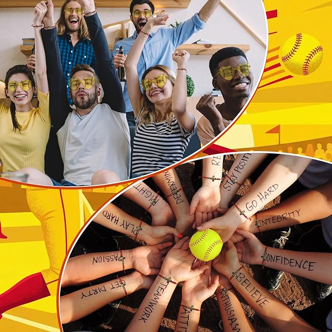 150 Pcs/20 Sets Softball Team Gifts for Girls - Softball Senior Night Gifts with Scrunchies Makeup Bags Sunglasses Bracelets Stickers Sport Birthday Party Favors for Girls