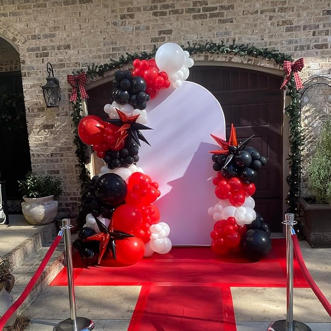 Red and Black White Balloons Garland Arch Kit 200Pcs - 5 10 12 18 inch Different Size Balloons for Graduation Birthday Anniversary Racing Car Poker Card Theme Party Decorations