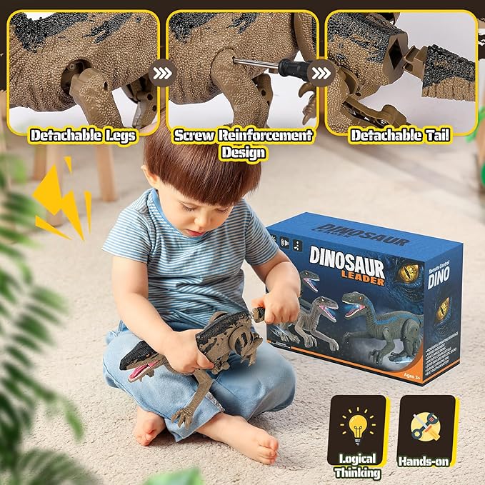 Dinosaur Toys for Kids, 2.4GHz Remote Control Dinosaur with Walking, Realistic Sounds, Demo Mode, Rechargeable Jurassic Toys for 3-5, 5-7, 8-12, Birthdays, Parties, Christmas, Children’s Day