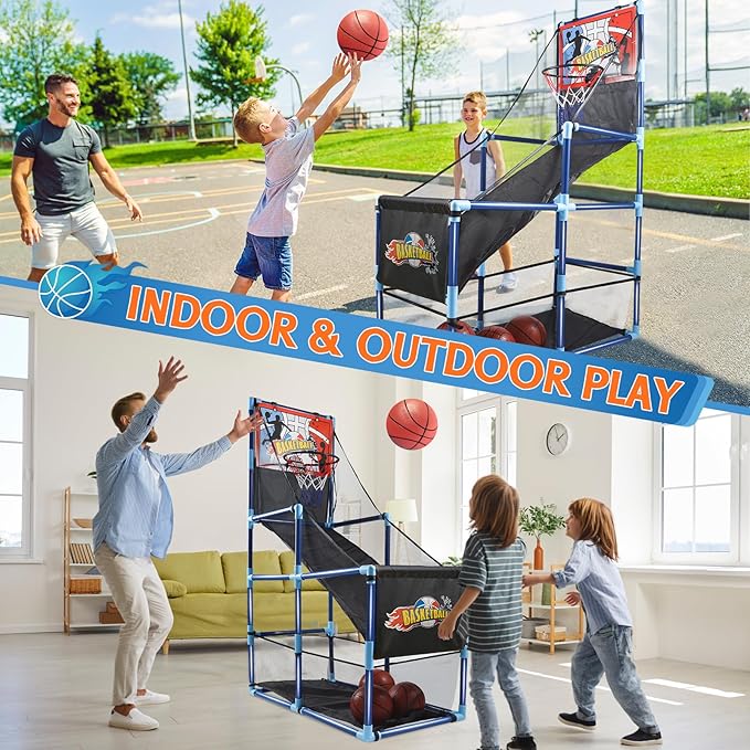 OCHIDO Arcade Basketball Game Set with 4 Ball,for Kids 3 4 5 6 7 8 9 10 +Years Old Boys,Kids Indoor/Outdoor Sport Play,Ideal Gift Age 3-5,6-8,8-10