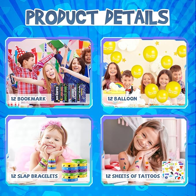 Vanblue 84pcs Video Game Party Favors Gaming Birthday Decorations,Game Theme Gifts Boxes Party Birthday Supplies Gift Bags Sets Military Supply Loot Box,Goodie Bag Stuffers Rewards Gifts