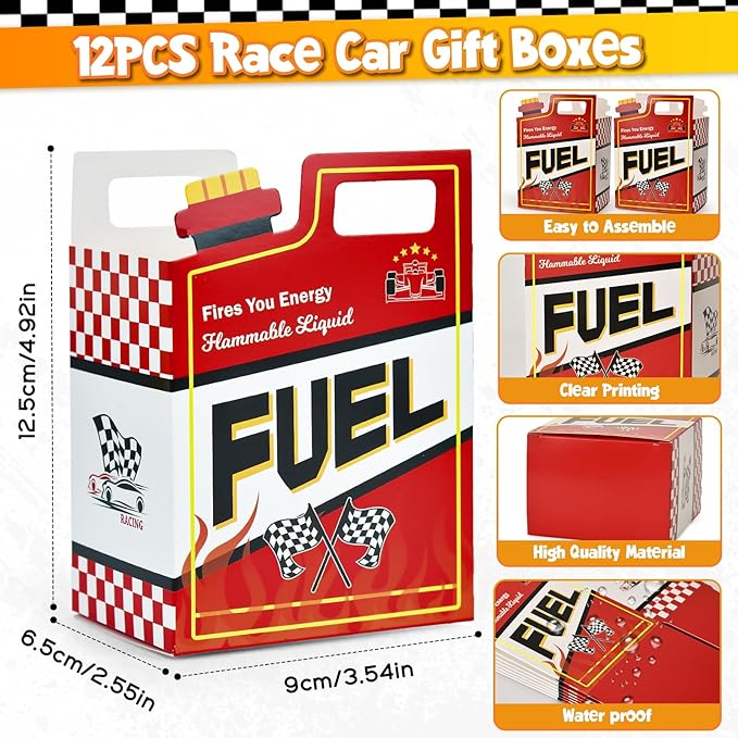 Race Car Party Favors Birthday Goodie Bags Supplies, Mini Race Car Trophy Cup Coloring Card with Crayon Gift Box Tattoo Sticker Paper Glasses, Boy Girl Kid Class Prize Racing Cars Birthday Decor