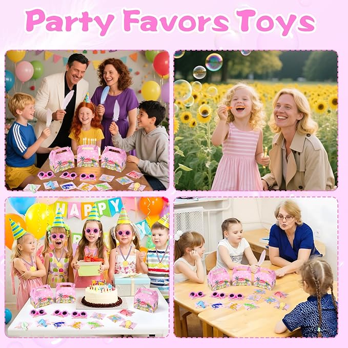 Vanblue 120Pcs Blue Paw Dog Party Favors,Birthday Decorations Pink Dog Theme Party Supplies for Girls Kids, Sticky Gecko with Cards Goodie Bag Stuffers,Pinata Stuffers,Family Games