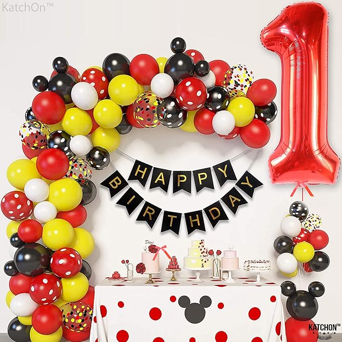 KatchOn, Red Number 1 Balloons - 40 Inch | Foil Balloon For 1 Happy Birthday Decorations | Number One Balloon For Happy Anniversary Decorations | Red One Balloons For 1st Birthday Party Decorations
