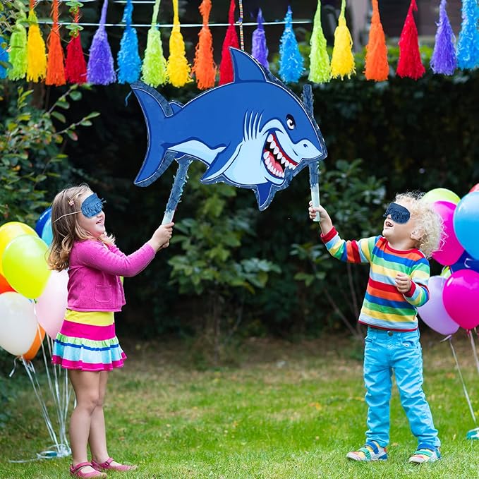 Capoda Shark Piñata Large Shark Shaped Piñata with Blindfold and Stick for Birthday Party Baby Shower Summer Ocean Under the Sea Theme Party Supplies Decor