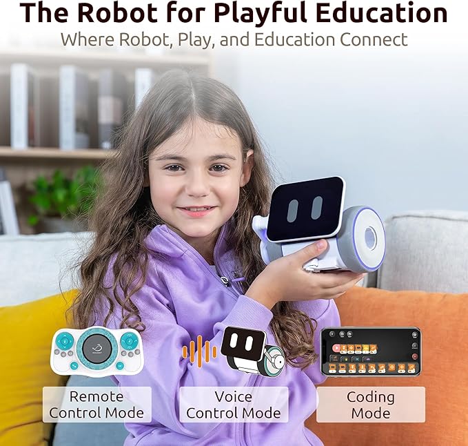 WhalesBot Pubbo Air Smart Interactive Robot for Kids, Voice/Touch/APP/Remote Control, Modular/Scratch Coding, Companion Robotic with Sensors, STEM Educational Toy Gift for Boys Girls 4 5 6 7 8 9 10