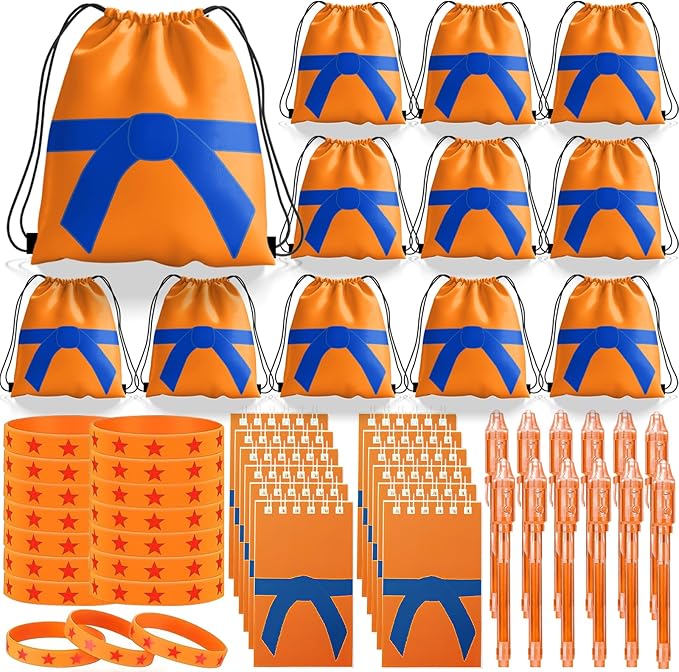 Dragon Party Favors, Anime Themed Birthday Party Supplies & Goodie Bags for Kids, Include Drawstring Bags Notebook Silicone Bracelet Highlighter for Gifts Fillers