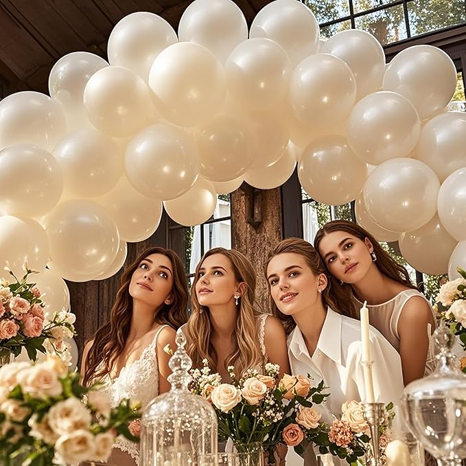 100pcs Pearl White Balloons 12 inch White Latex Party Balloons for Wedding Engagement Bridal Baby Shower Birthday Anniversary Party Decorations
