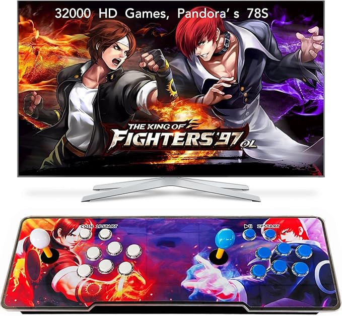 FVBADE [32000 Games in 1] 78S Pandora Box Arcade Game Console for PC & Projector & TV ,3D Games 1-4 Players Double Joystick Favorite List Game Category Save/Search/Hide/Pause