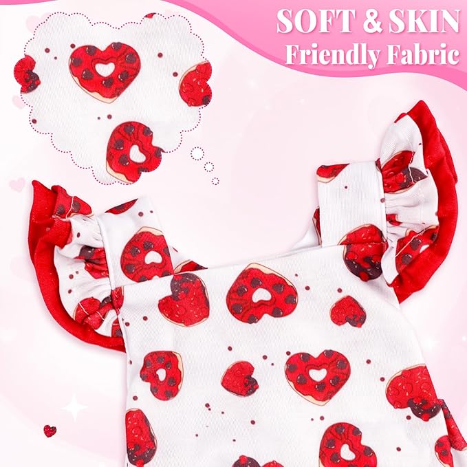 BABESIDE 3 Pcs Reborn Baby Doll Clothes for 17-22 Inch Dolls, Baby Doll Outfit Accessories with Heart Pattern fit Babydolls Girl , Red