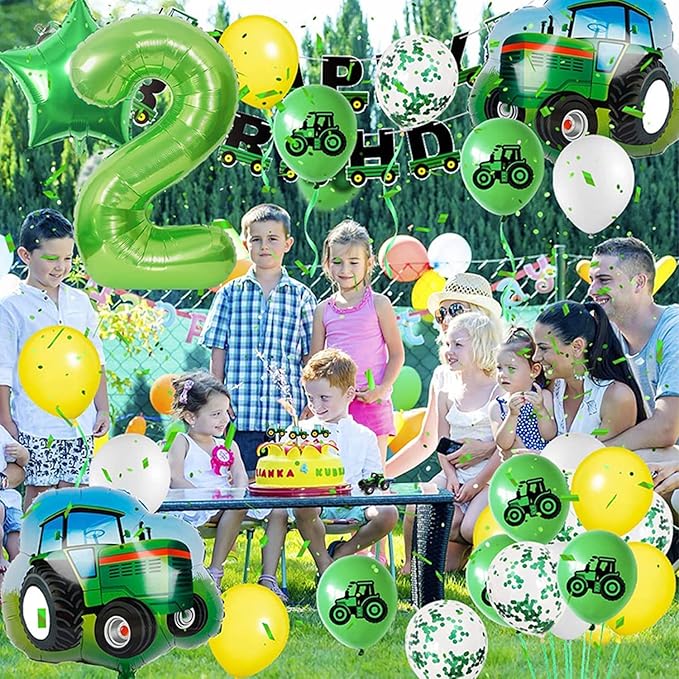 Birthday Decoration 2 Years Old, Tractor Birthday Decoration, Balloon Tractor Decoration Children's Birthday Party, Foil Balloon Tractor for Birthday Decoration Baby Shower Boys
