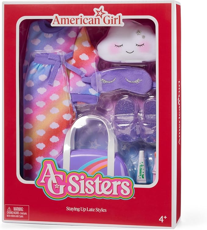 American Girl, AG Sisters Staying Up Late Styles, Doll Clothes, For 14.5-inch Dolls, 8 pcs, For Ages 4+