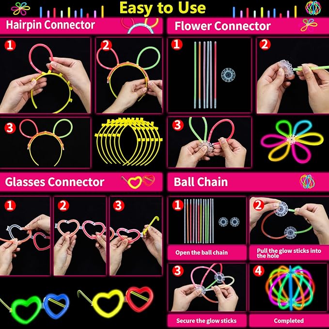255 PCS Glow Neon Party Supplies Glow Sticks Party Decorations Black Light Reactive Decor Set - Fluorescent Banner, Glows in The Dark Balloons, Neon Tablecloths, Cake Toppers, Light Up Sticks, Glasses