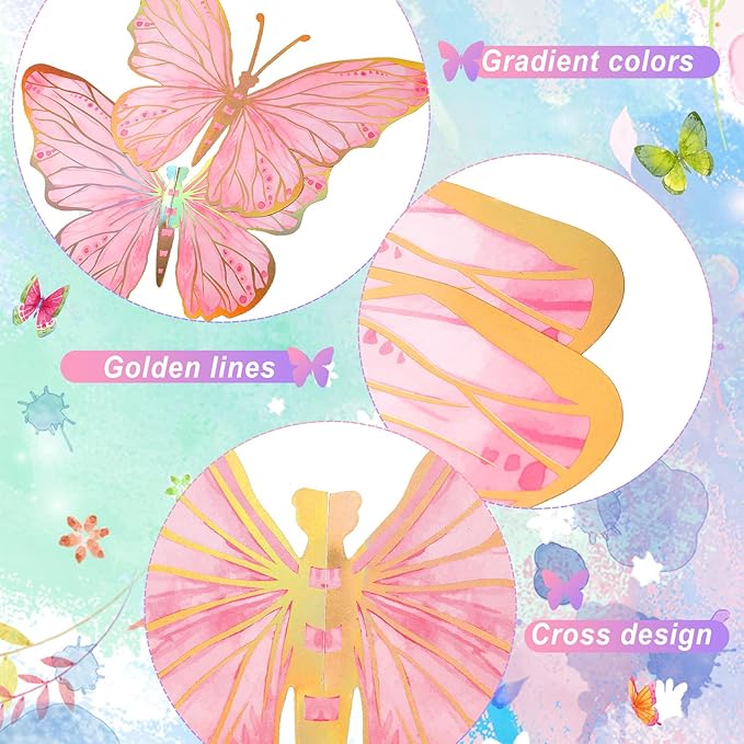 PerKoop 10 Pcs Large Butterfly Centerpieces for Tables Butterfly Party Decorations 3D Paper Table Toppers Centerpieces Wall Decor for Birthday Baby Shower Wedding Party Supplies (Pink, Purple)