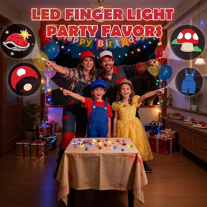 36 Pcs Game Party Favors LED Finger Lights, Glow in the Dark Birthday Party Supplies, Goodie Bag Stuffers Classroom Treasure Box Prizes for Kids