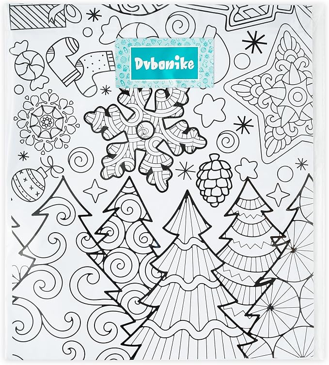 Dvbonike Jumbo Xmas Mandala Coloring Poster Giant Merry Christmas Color-in Paper Poster DIY Drawing Blank Doodle Art Banner 55.1 x 23.6 inch Decoration, Home School Activity Party Supplies for Kids