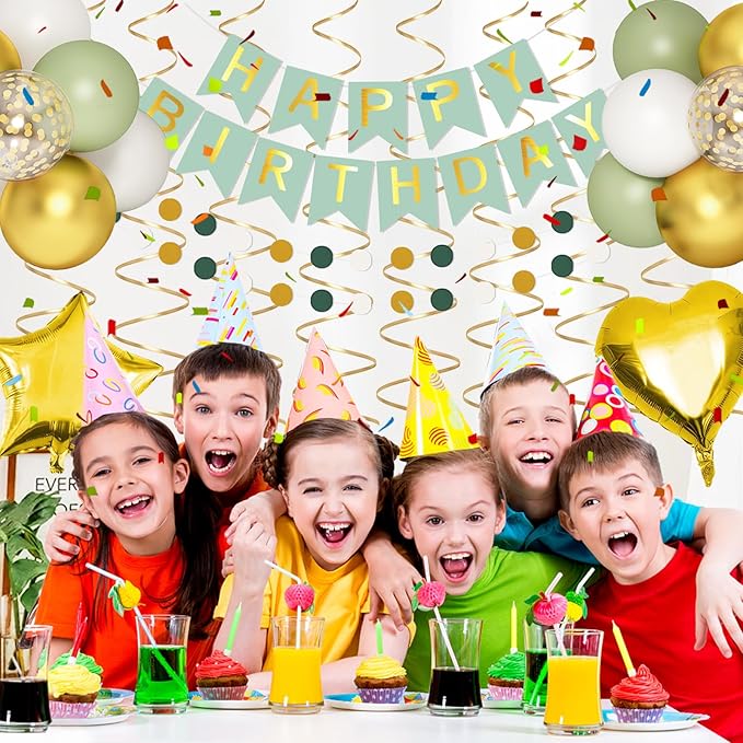 Sage Green Party Decorations, Gold and Olive Green Balloons Birthday Decor for Women Happy Birthday Party Balloons for Men Women Boys Girls Baby Shower Birthdays Supplie for 16th 18th 21st 30th 40th