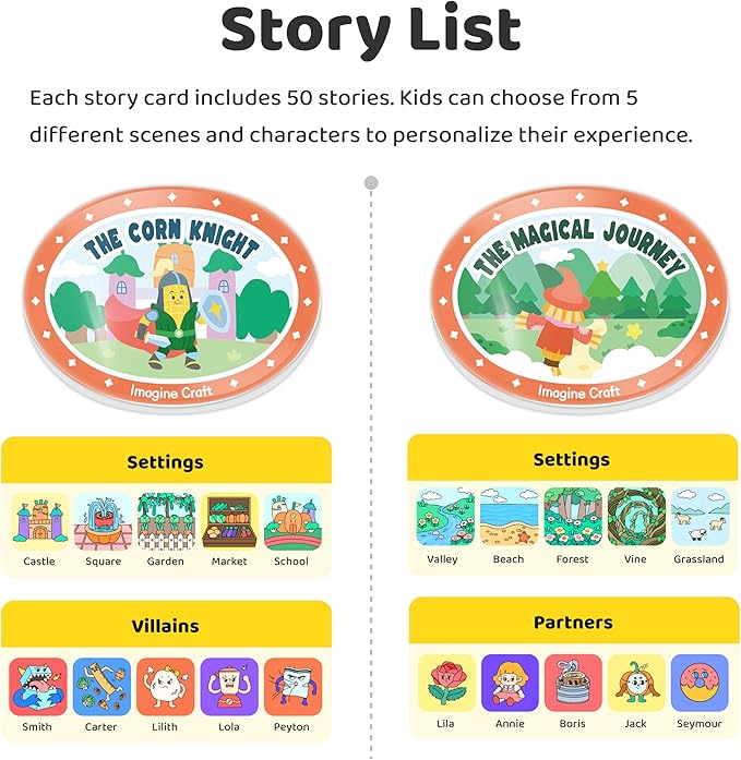 Imagine Craft Castle Journeys Story Card Set – 2 Cards, 100 Customizable Interactive Stories, Screen-Free Learning & Playtime for Kids Ages 3-6, Travel & Bedtime Educational Toy(No Player)
