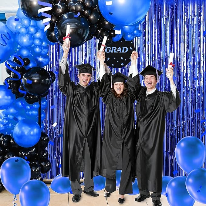 Birthday Party Decorations| 3 Pack 3.3 x 9.9 ft Blue Foil Fringe Curtains Party Supplies|Tinsel Curtain Backdrop for Parties, Glitter Streamers Backdrop for Birthday/Photo Booth Backdrops/Party Decor