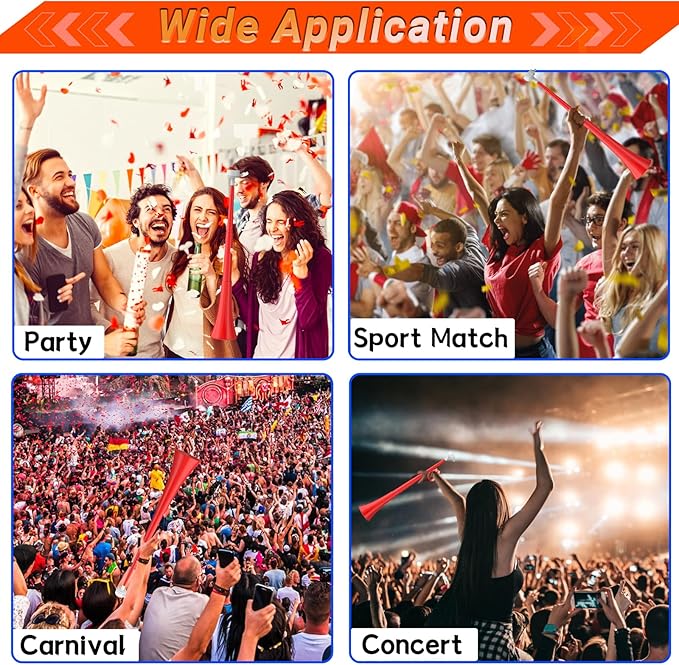 Collapsible Stadium Horn 24 Inch Vuvuzela Plastic Trumpet Horn Blow Horn Noisemakers Loud Sound Soccer Horn Cheer Horn for Sporting Events Graduation Games School Party Supplies Favors Accessories