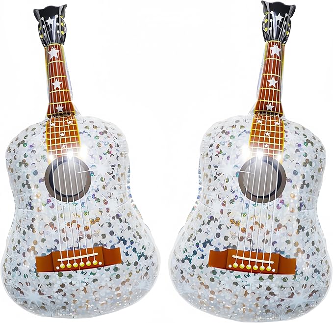 2 Pcs Giant Guitar Party Balloons 35 Inch/Music Note Guitar Birthday Party Decorations/Taylo Singer Party Decorations/Demon Hunters Rock Guitar Supplies/Disco Balloons Inflatable Guitar Ball Balloons