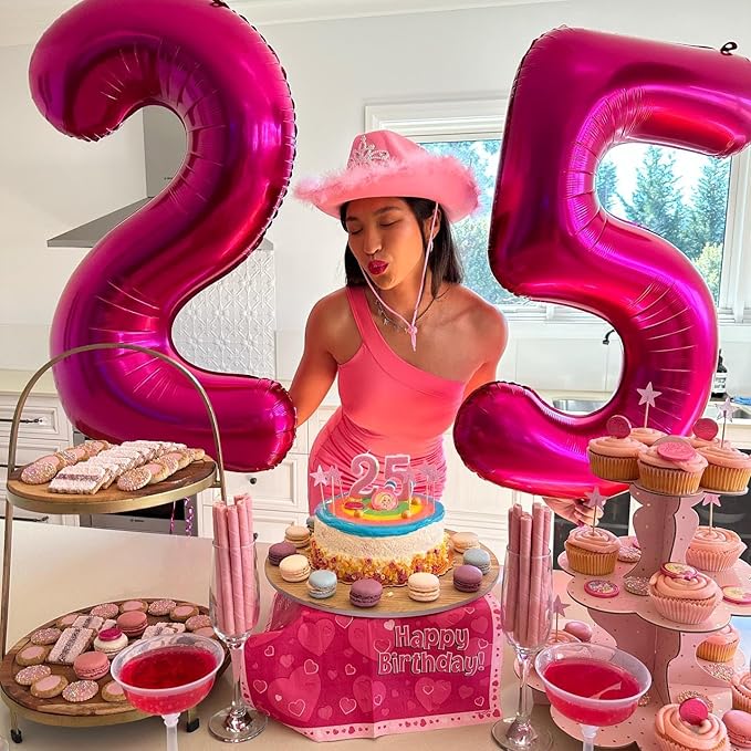 Hot Pink 5 Balloon, Number Balloons 40 Inch, 5th Birthday Balloon Decorations, Hot Pink Party Supplies, 5 Number Balloons, Number 5 Balloon