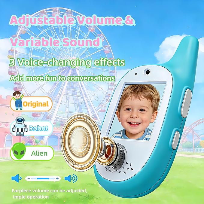 Upgrated Video Walkie Talkies for Kids, Kids Walkie Talkies 2 Pack with Voice Changer, Outdoor Toys for Family Games, Outside, Adventure, Camping, Hiking for Boys Girls Ages 3-12