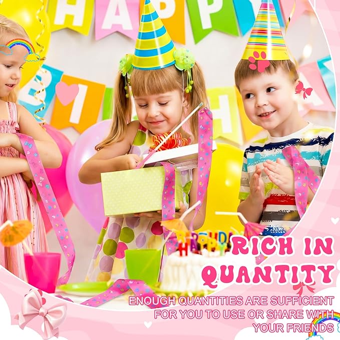 12 Pcs Kawaii Party Favors Ribbon Dancing Wands Pink Bow Tie Flower Gymnastics Ribbons Sticks Dance Streamers Dance Twirling Sticks for Girls Birthday Party Supplies Goody Bag Stuffers Gifts