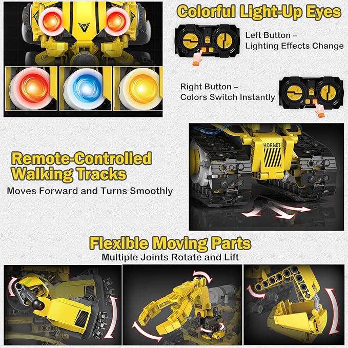 Ivrmtal Robot Building Toys for Kids, 5-in-1 Remote & APP Controlled STEM Building Set for Boys Age 8-12 Technic Coding Robotic Kit Led-Lights Easter Gift for Kids Age 8 9 10 11 12 13 14+ (673pcs)