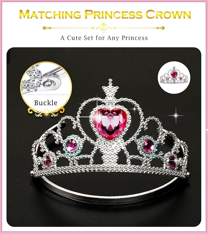 Princess Dress Up Accessories Princess Crown Tiara for Little Girls, Kids Toddler Tiara crown Wand Toy Gifts for 3-6 Girl