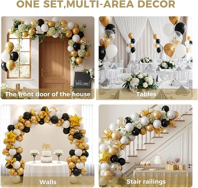 LovesTown 110PCS Gold Balloons, Gold Latex Balloon for Birthday Baby Shower Graduation Engagement Anniversary Wedding Party Supplies Garland Arch Retirement Tea Casino Disco Decoration,12 Inches